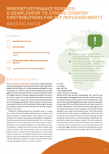 Cover of Briefing Paper 'A Complement to Strong Country Contributions for GCF Replenishment'